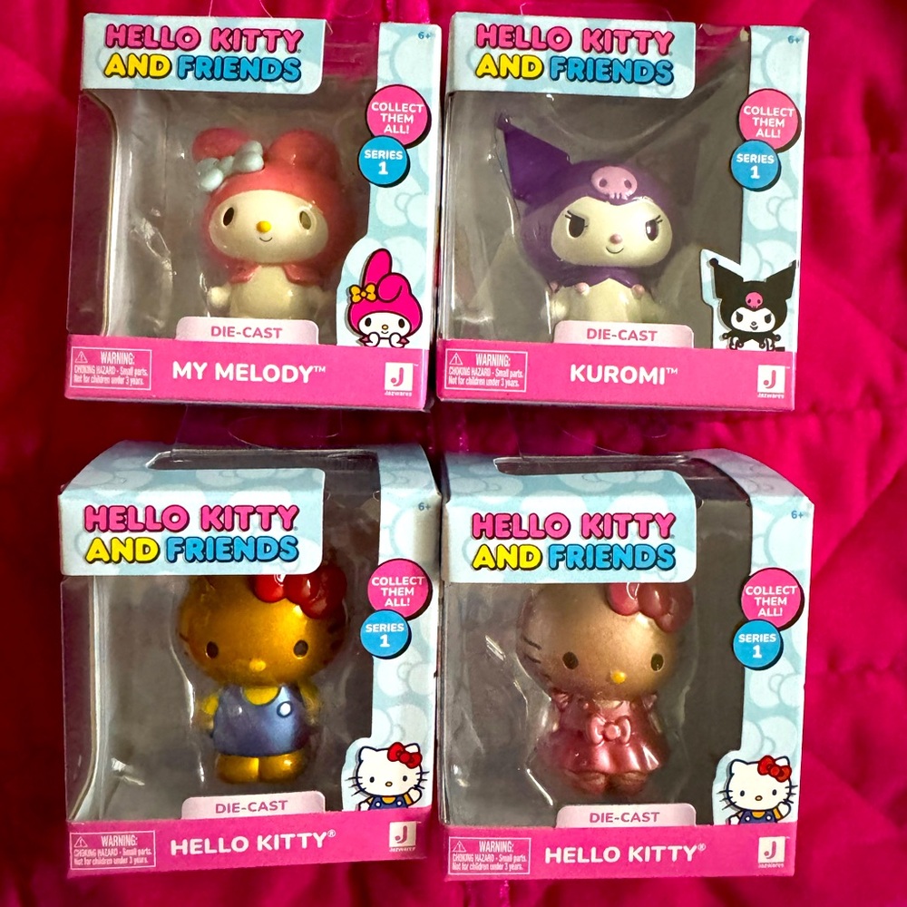 Set of 4 hello Kitty die-cast, my melody, kuromi, hello kitty